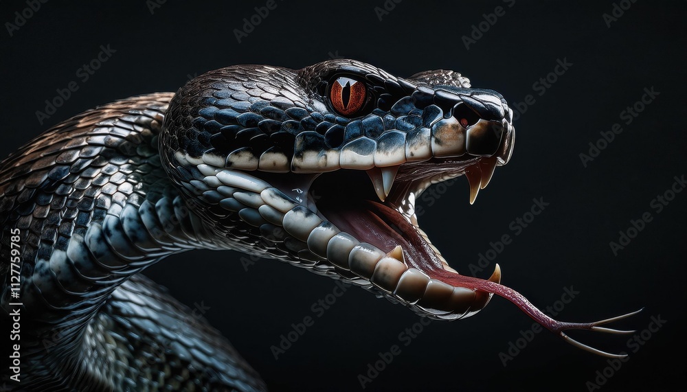 Obraz premium Close-Up of a Fierce Black Mamba Snake Ready to Strike