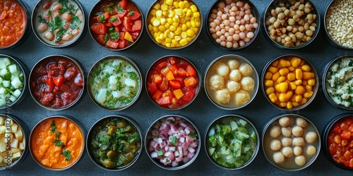 Variety of Canned Foods Including Fish, Beans, and Vegetables