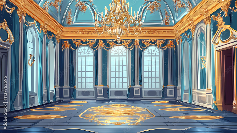 Obraz premium Royal apartments in rococo style. Rococo. Illustration