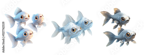 Cute Cartoon Goldfish on Transparent Background