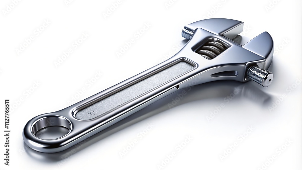Silver Adjustable Wrench - Professional Studio Shot Silver Adjustable Wrench - Professional Studio Shot