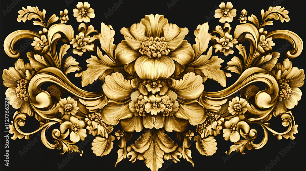 Ornate gold floral design. Rococo. Illustration Ornate gold floral design. Rococo. Illustration
