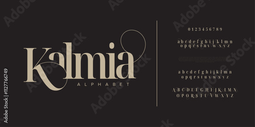 Kalmia typography beauty fashion elegant minimalist serif italic fonts decorative wedding vintage retro logos. Minimal luxury font alphabet logo. Vector illustration