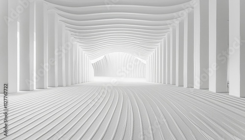 Stunning Abstract Architecture Background Featuring a White Intricate Room with Modern Geometric Wallpaper - Perfect for Design Inspiration and Contemporary Aesthetic Appeal