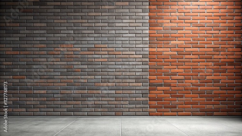 Graphically Designed Brick Wall Background on Gray Floor for Creative Use with Ample Copy Space Perfect for Presentations, Advertisements, or Social Media Posts