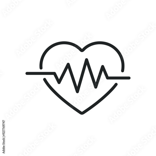Heart beat thin line icons. Editable stroke and Perfect pixel on transparent background