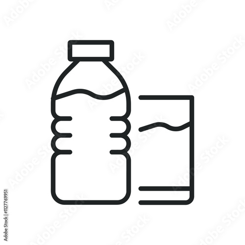 Water drink thin line icons. Editable stroke and Perfect pixel on transparent background photo