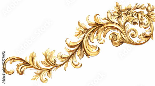 Gold ornament corner. Rococo. Illustration