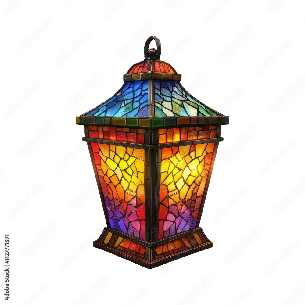 Colorful Stained Glass Lantern on Transparent Background Colorful Stained Glass Lantern on Transparent Background