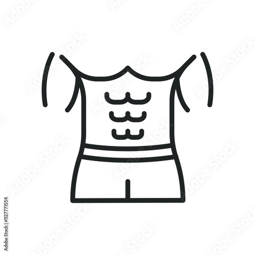 Body sixpack thin line icons. Editable stroke and Perfect pixel on transparent background