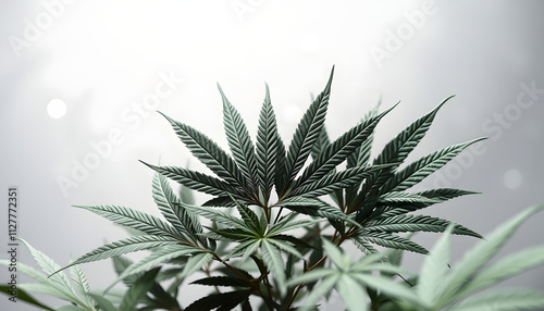 Cannabis leaves on a transparent background isolated with white highlights, png photo