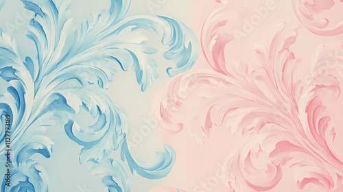 Abstract rococo style texture background with copy space. luxury ornate background colored in pastel colors. blank retro vintage background. Rococo. Illustration