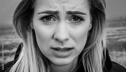 Emotional Expression: A Striking Black and White Portrait of a Woman Crying, Capturing the Depth of Human Emotion and Vulnerability in a Timeless Monochrome Aesthetic