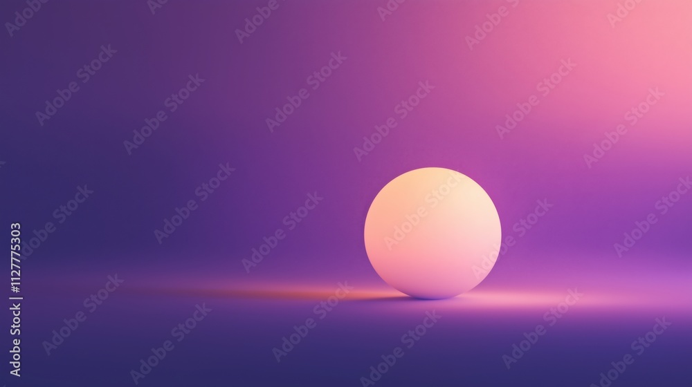 A soft glowing sphere illuminated against a vibrant purple and pink gradient background.