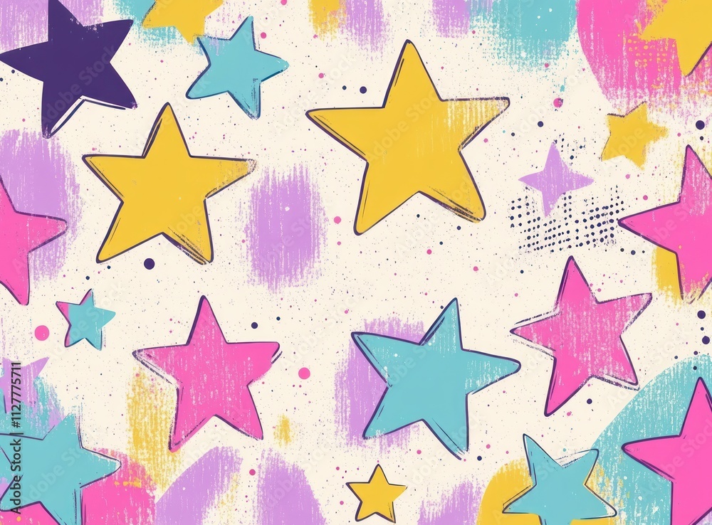 Whimsical Pastel Stars Pop Art Background Frame Whimsical Pastel Stars Pop Art Background Frame