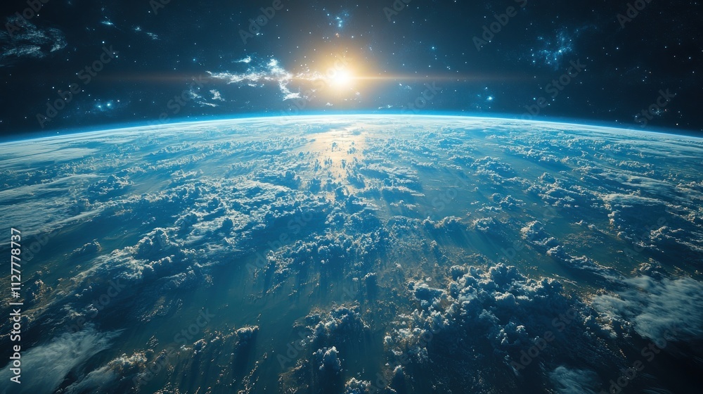 Fototapeta premium Sunrise Over Earth from Space