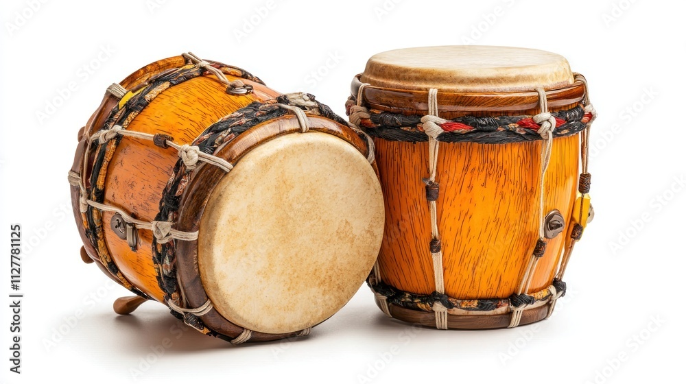 Two Traditional Drums Isolated On White Background Two Traditional Drums Isolated On White Background