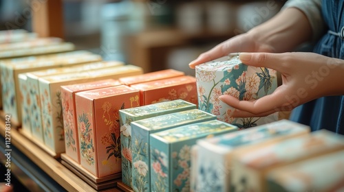 Woman Selecting Floral Box