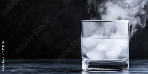 Glass of Cold Water with Ice and Steam