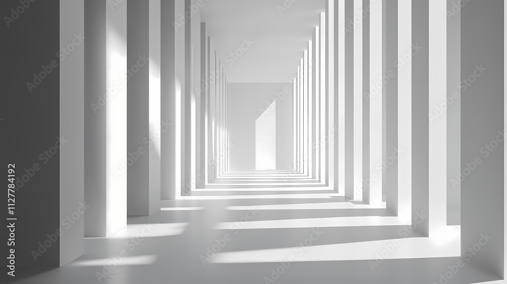 Fototapeta premium Bold lines of light leap over a pure white backdrop celebrating contrast and brightness. Ebullience. Illustration