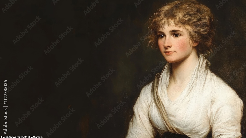 Portrait painting, young woman, light clothing, dark background. Portrait painting, young woman, light clothing, dark background.
