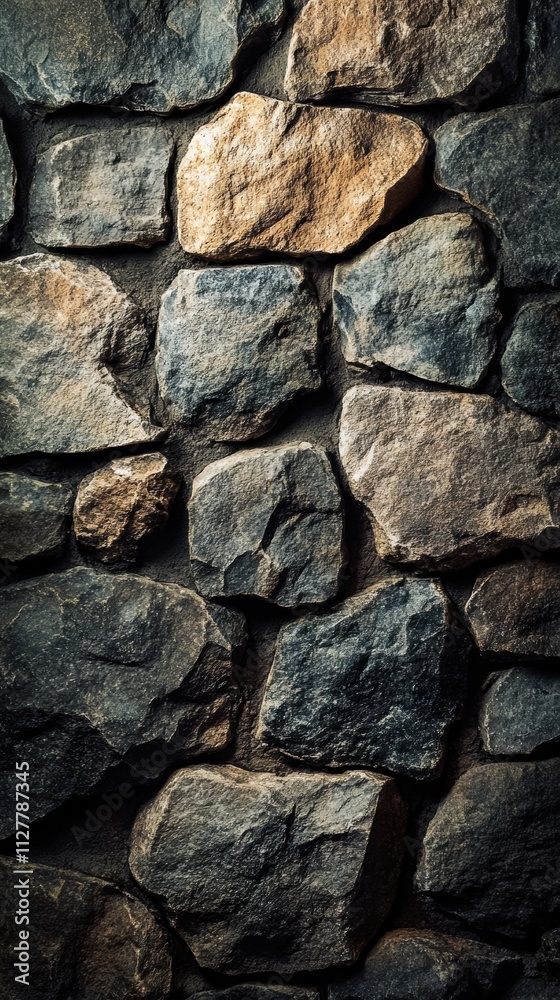 Textured stone wall with soft spotlighting in elegant interior setting for high-end design Textured stone wall with soft spotlighting in elegant interior setting for high-end design