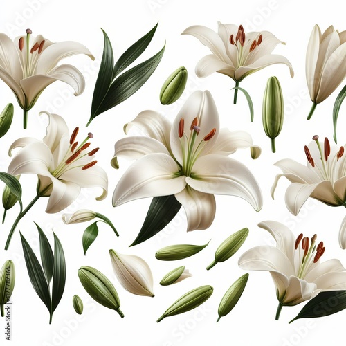 pattern background of white lily flower photo