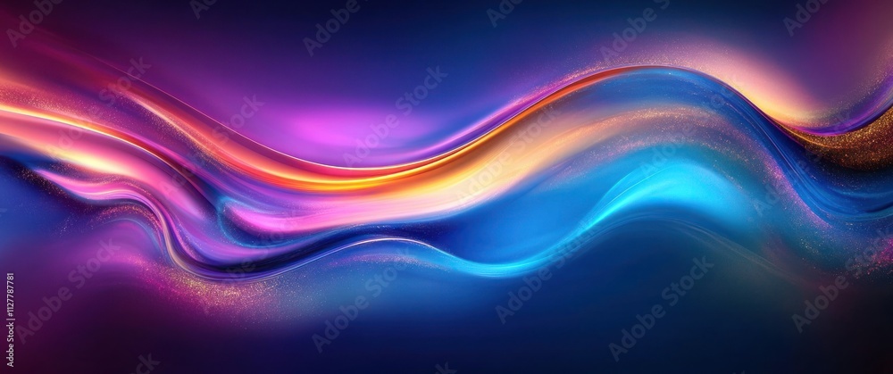 Fototapeta premium Flowing Blue Purple Gold Abstract Art Background
