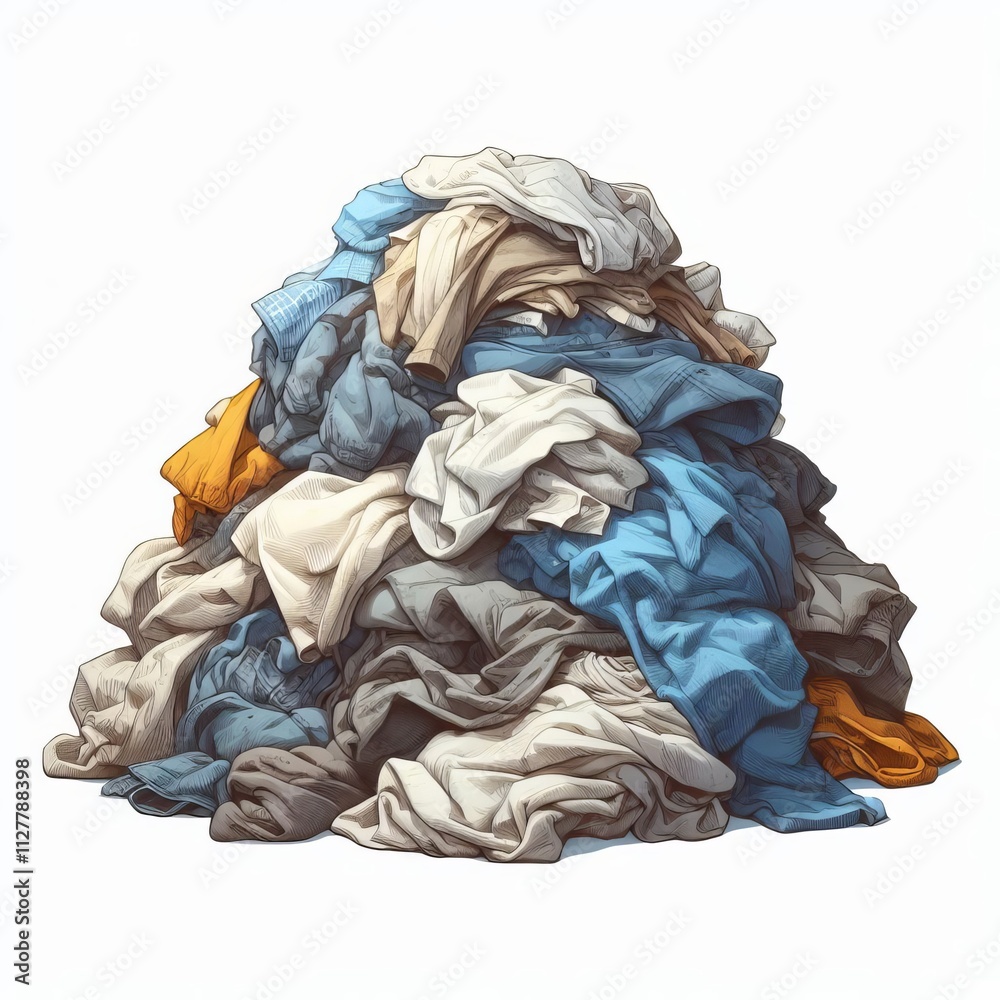Pile of dirty clothes, dirty laundry and smell on white background Pile of dirty clothes, dirty laundry and smell on white background