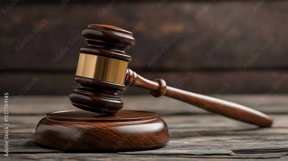 Obraz premium Gavel of Justice on a Wooden Table