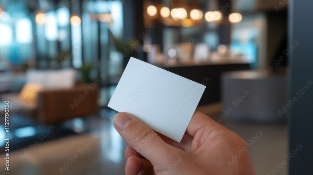 Business cards handed out during a networking event in a sleek, modern environment Business cards handed out during a networking event in a sleek, modern environment