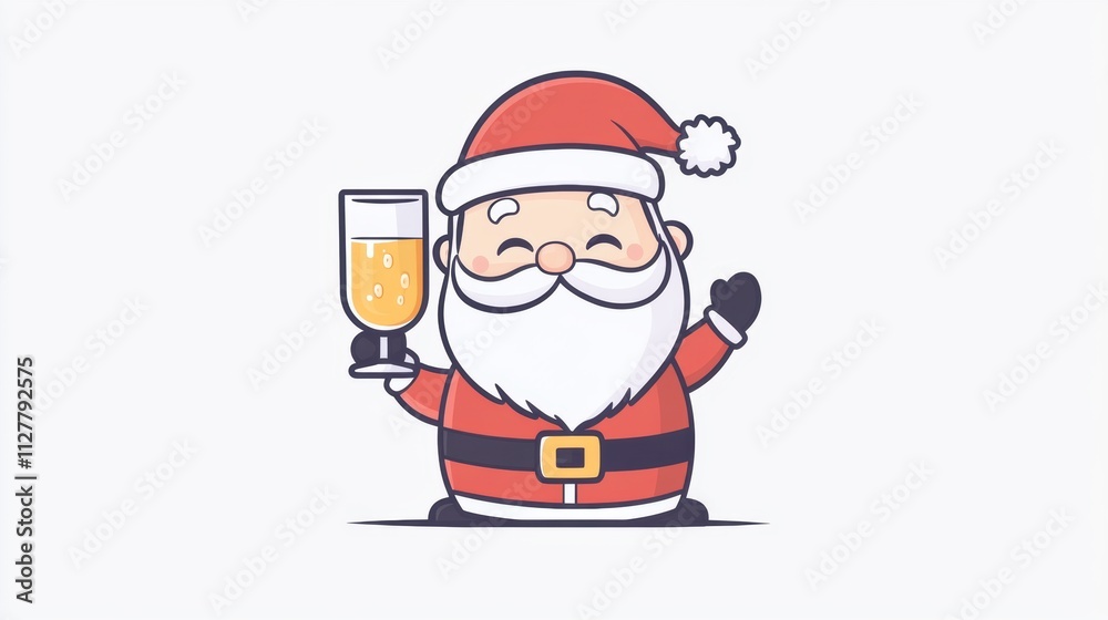 Happy Santa holding a glass of wine. Holiday Christmas mood. Happy Santa holding a glass of wine. Holiday Christmas mood.