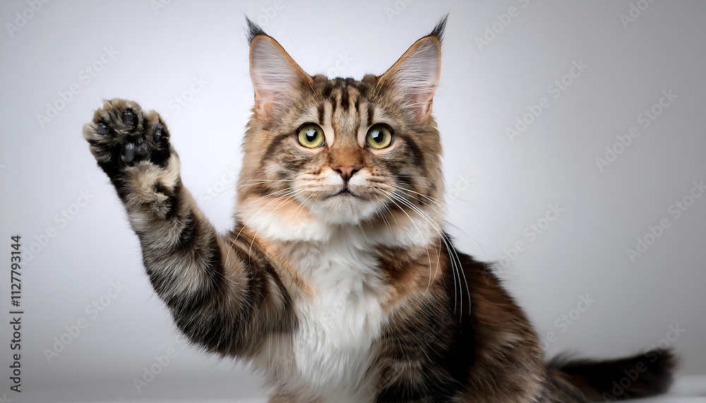 High-Fiving Cat in a Studio: A Whimsical Moment High-Fiving Cat in a Studio: A Whimsical Moment