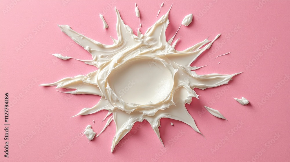 White cream splash on pink background. White cream splash on pink background.