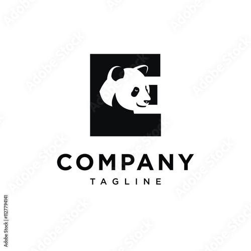  Letter E Panda Logo Icon Vector 