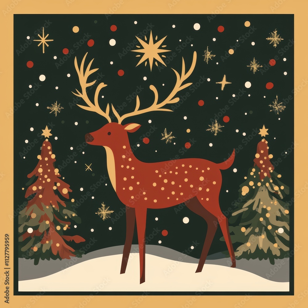 Cute reindeer for Christmas holiday greeting card design. Cute reindeer for Christmas holiday greeting card design.