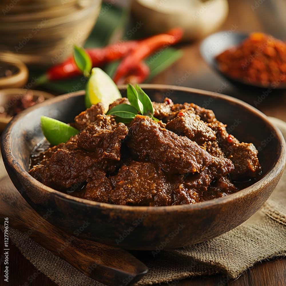 ndonesian rendang food, Rendang food photo looks delicious and tempting with professional photography concept ndonesian rendang food, Rendang food photo looks delicious and tempting with professional photography concept