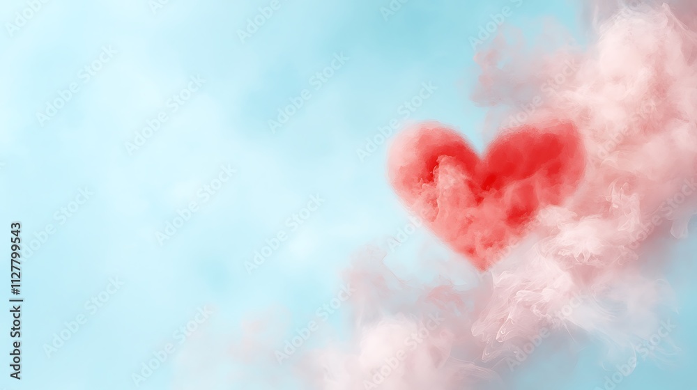 Heart-shaped cloud formation open sky artistic image joyful atmosphere wide angle love concept Heart-shaped cloud formation open sky artistic image joyful atmosphere wide angle love concept