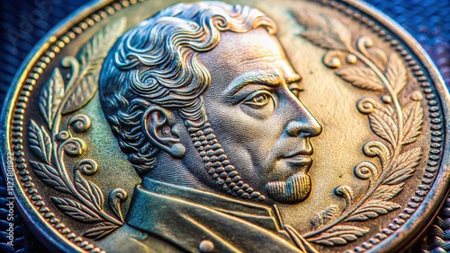 Macro Photography of the 25 Centavos Coin from Brazil Featuring Manuel Deodoro de Fonseca, Showcasing Detailed Obverse and Reverse Design Elements from 2001 photo