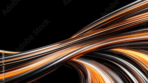 Neon swirls colorful digital abstract art on dark background