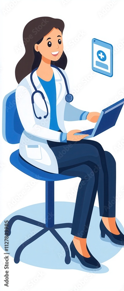 Fototapeta premium Healthcare professional engaged in telemedicine consultation home office digital interaction modern workspace patient care approach