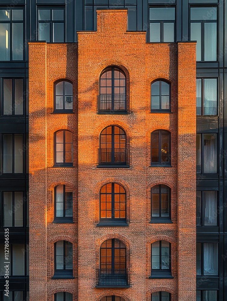 Fototapeta premium Revitalization of an Old Brick Factory with Modern Facade