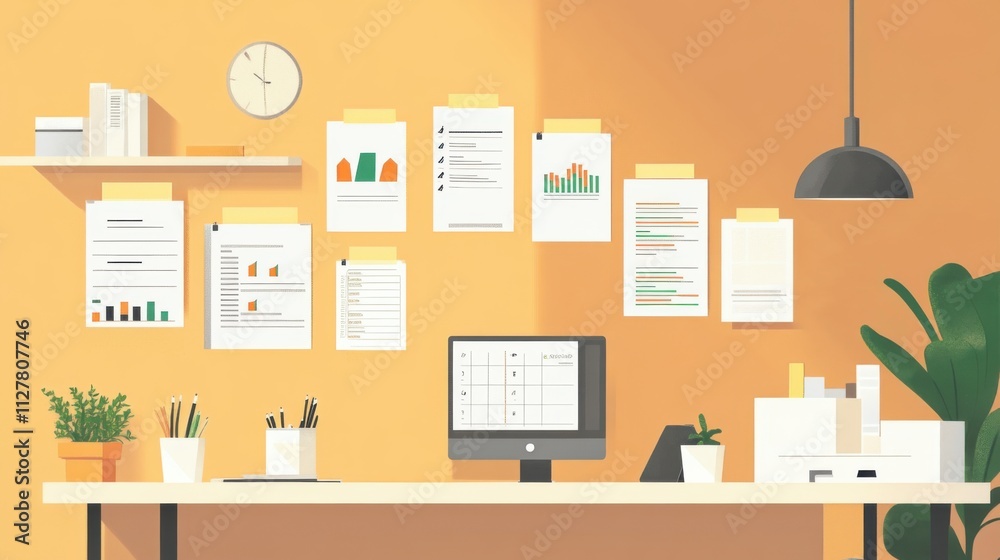 Financial reporting tools like Excel dashboards and printouts organized in a minimalist office Financial reporting tools like Excel dashboards and printouts organized in a minimalist office