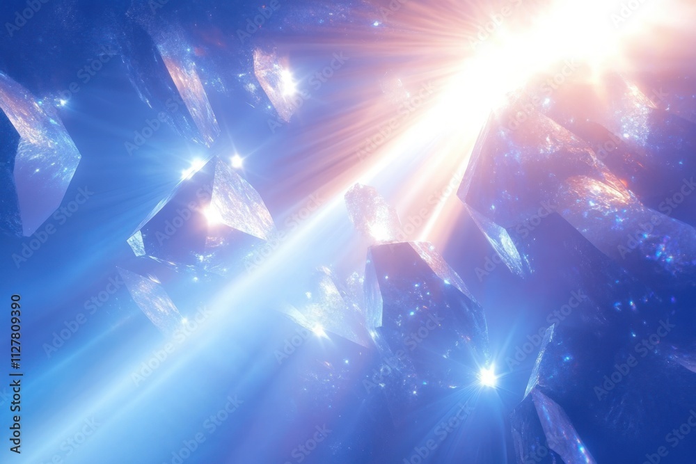 Blue Summer Image with Radiant Light Flare and Colorful Reflection Background Blue Summer Image with Radiant Light Flare and Colorful Reflection Background