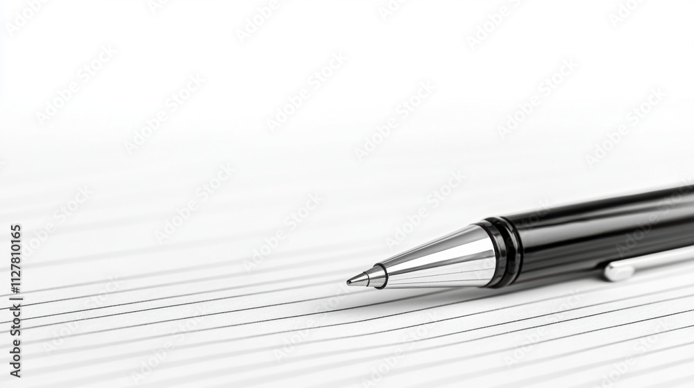 Elegant pen and ink notes office desk business environment close-up