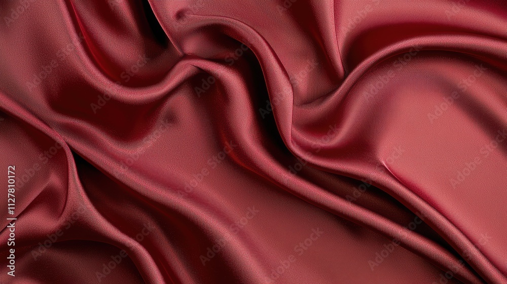 Obraz premium Wavy burgundy satin fabric close-up textiles elegant setting art