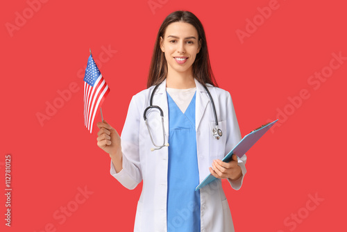 Young female doctor with US...