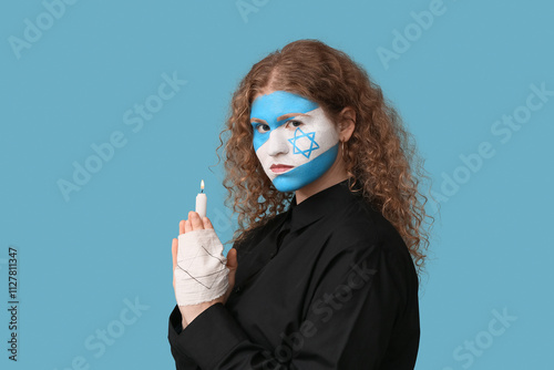 Young woman with painted fl...