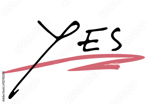 手書き文字素材。英語のメッセージ「YES」