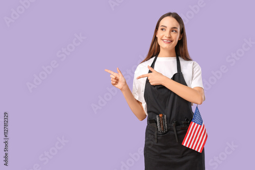 Female hairdresser with USA...